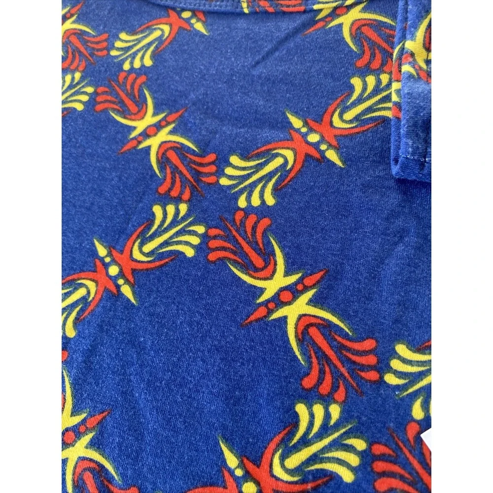 Lularoe Julia‎ Dress Blue Color Print Short Sleeve Boat Neck Midi Women XS NWT